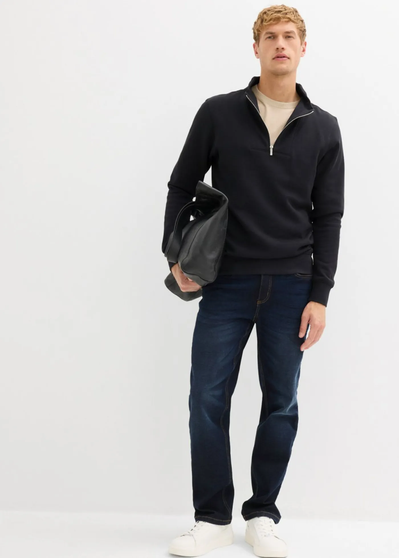 Hombre bonprix bonprix Sudadera de algodón orgánico puro con cuello troyer