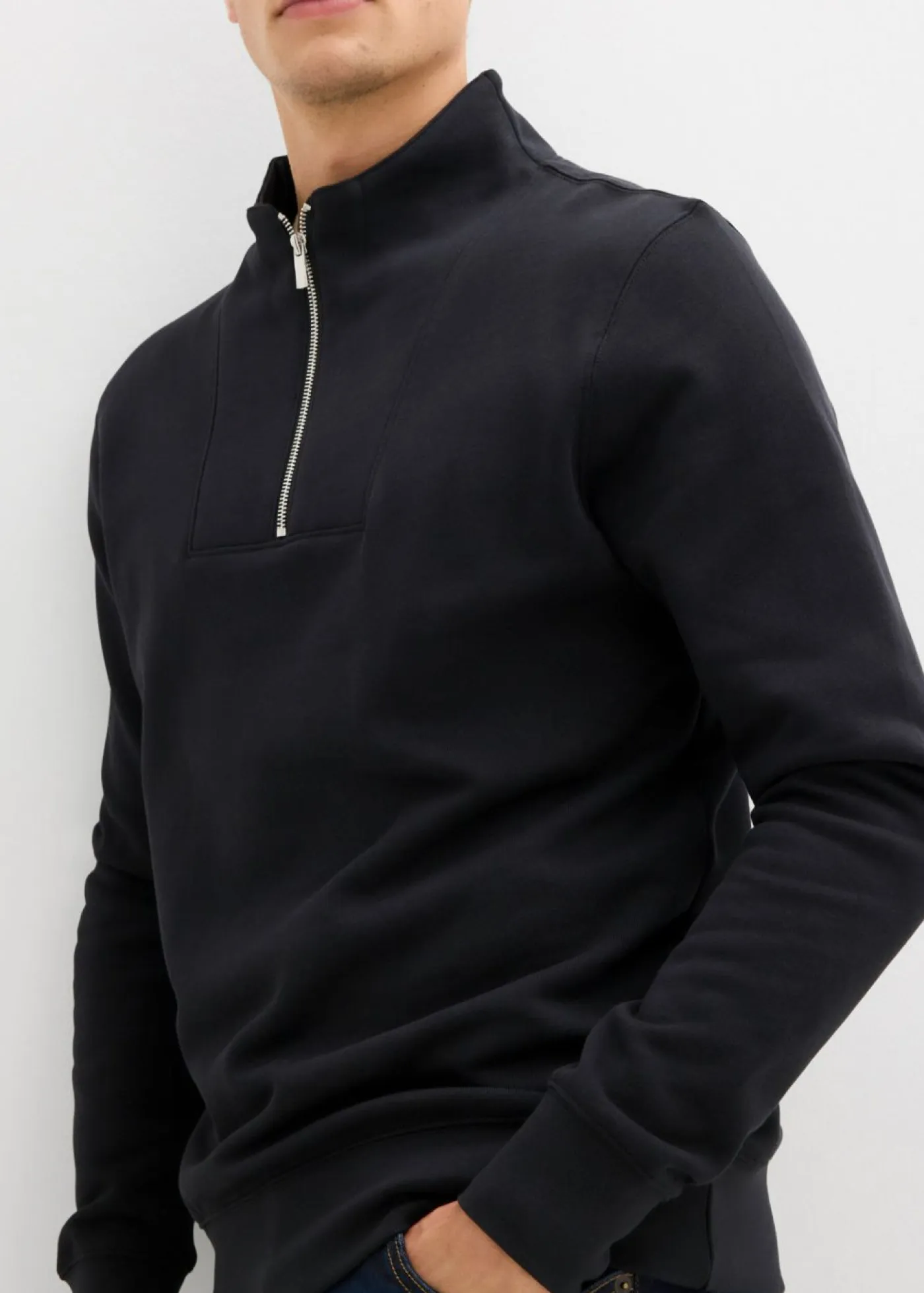 Hombre bonprix bonprix Sudadera de algodón orgánico puro con cuello troyer