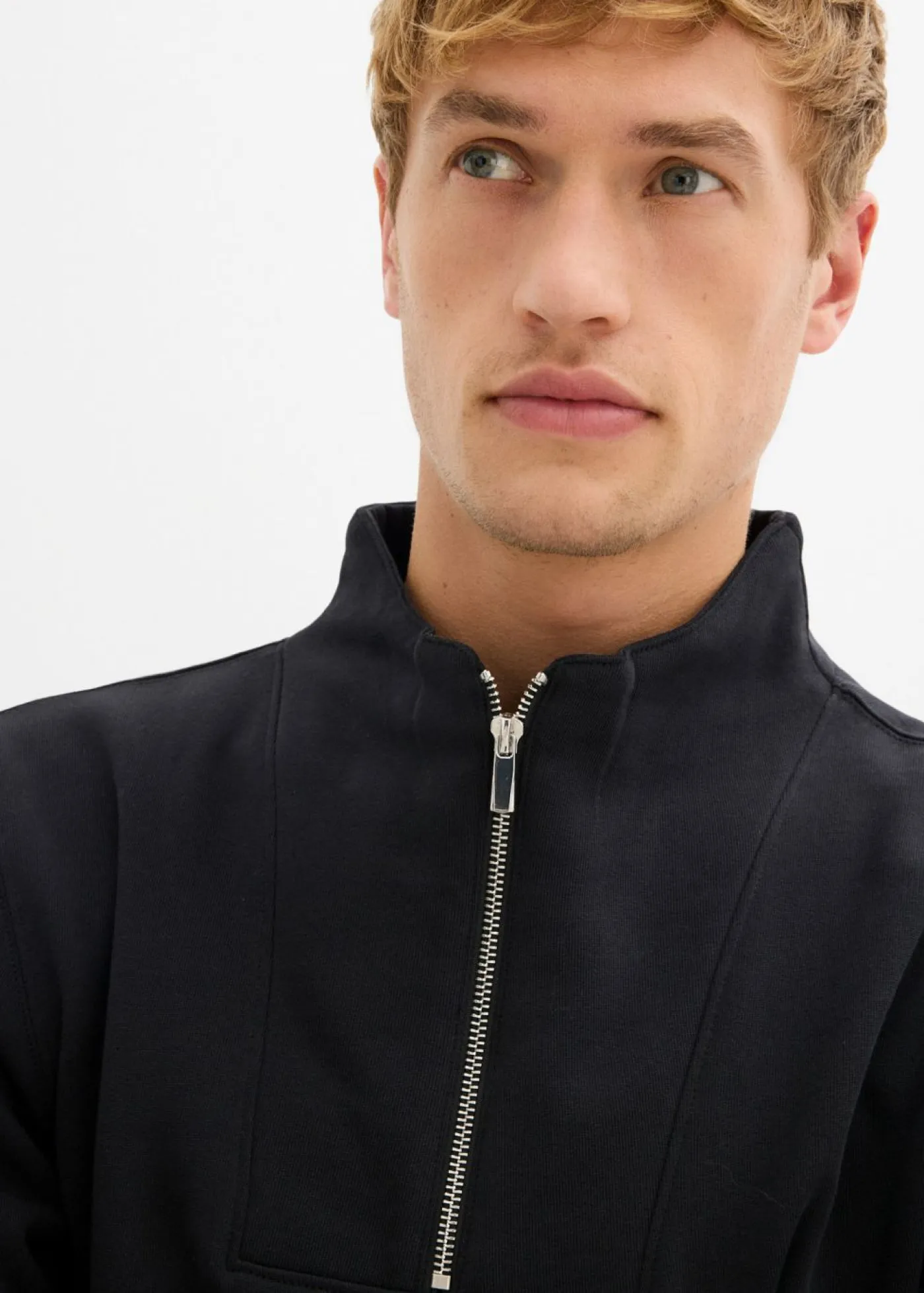 Hombre bonprix bonprix Sudadera de algodón orgánico puro con cuello troyer