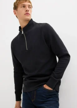 Hombre bonprix bonprix Sudadera de algodón orgánico puro con cuello troyer