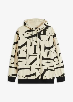 bonprix bonprix Chándals>Sudadera de algodón orgánico con corte holgado y capucha Arena claro-negro