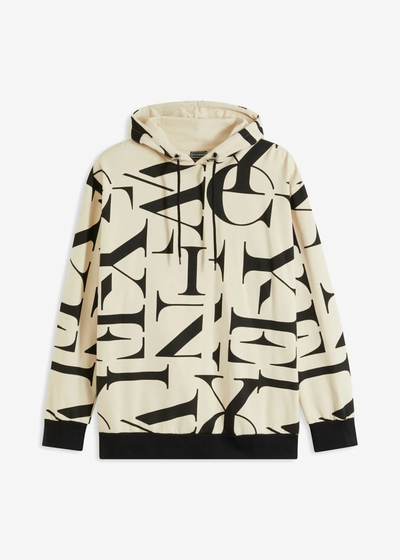 bonprix bonprix Chándals>Sudadera de algodón orgánico con corte holgado y capucha Arena claro-negro