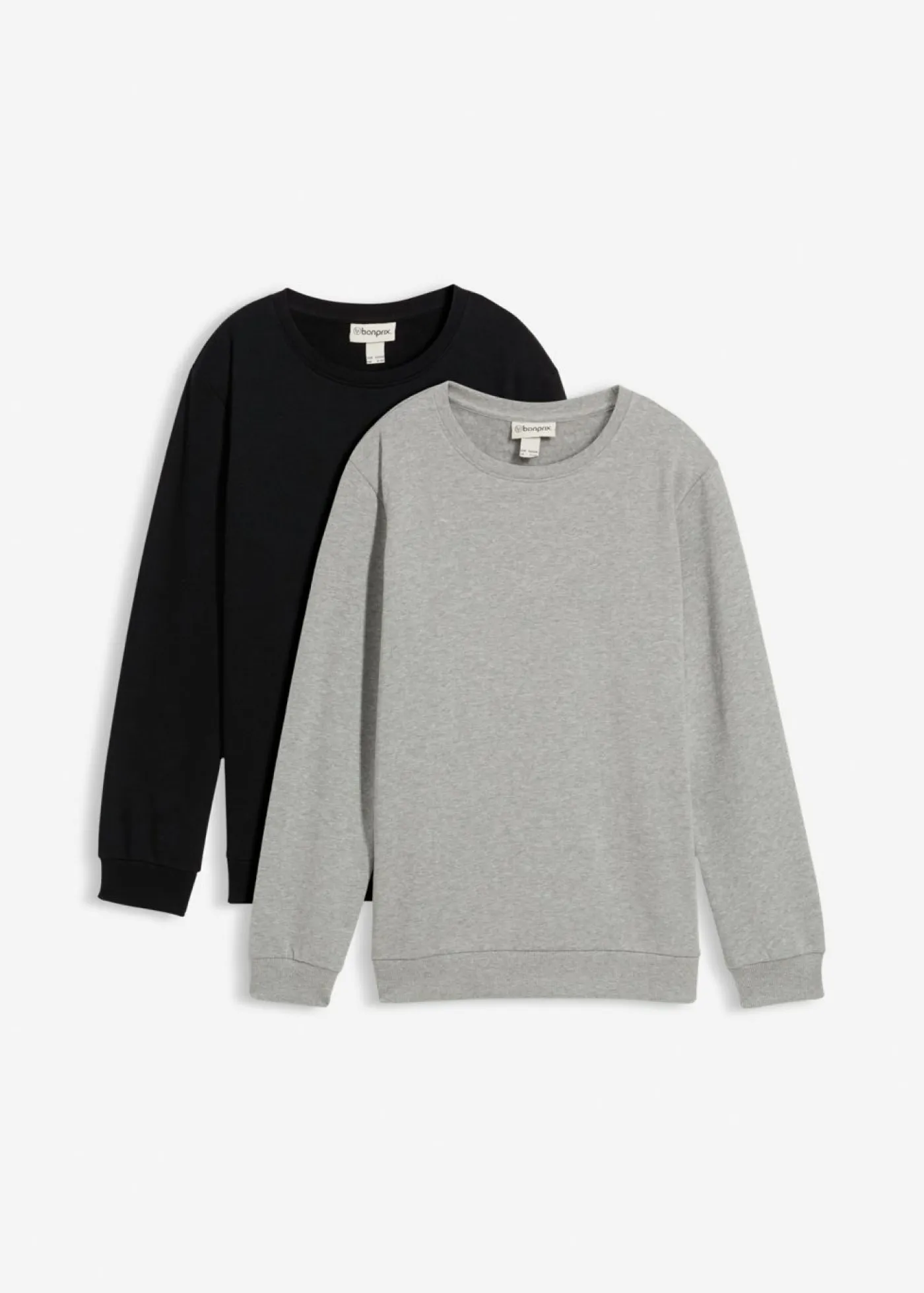 bonprix bonprix Ropa 9 A 16 Años·Sudaderas Y Jerséis|Ropa 9 A 16 Años·Packs De Ropa>Sudadera de algodón orgánico (2 unidades) Negro+gris claro jaspeado