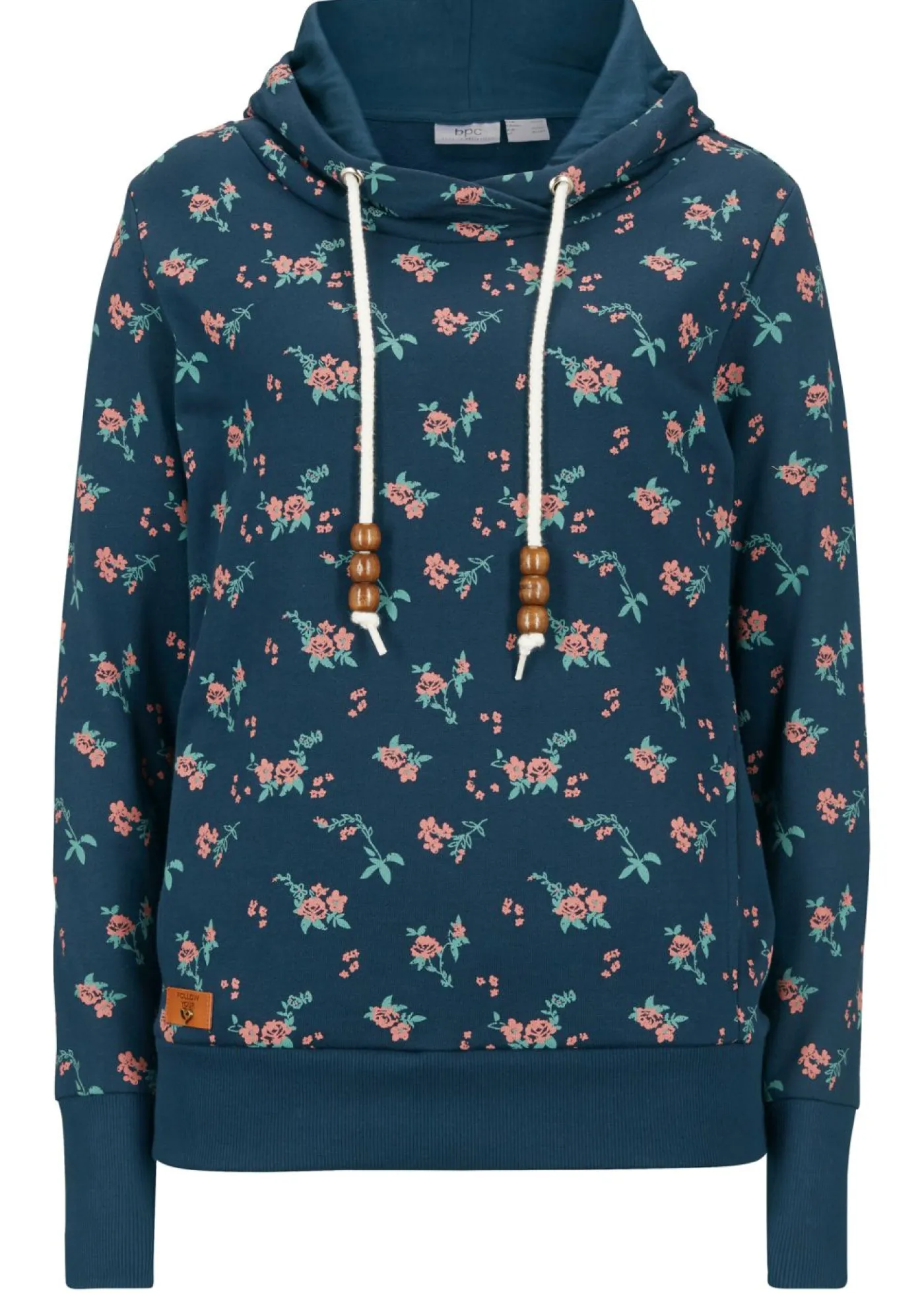 bonprix bonprix Ropa Cómoda>Sudadera de algodón puro con capucha y cordones Azul oscuro