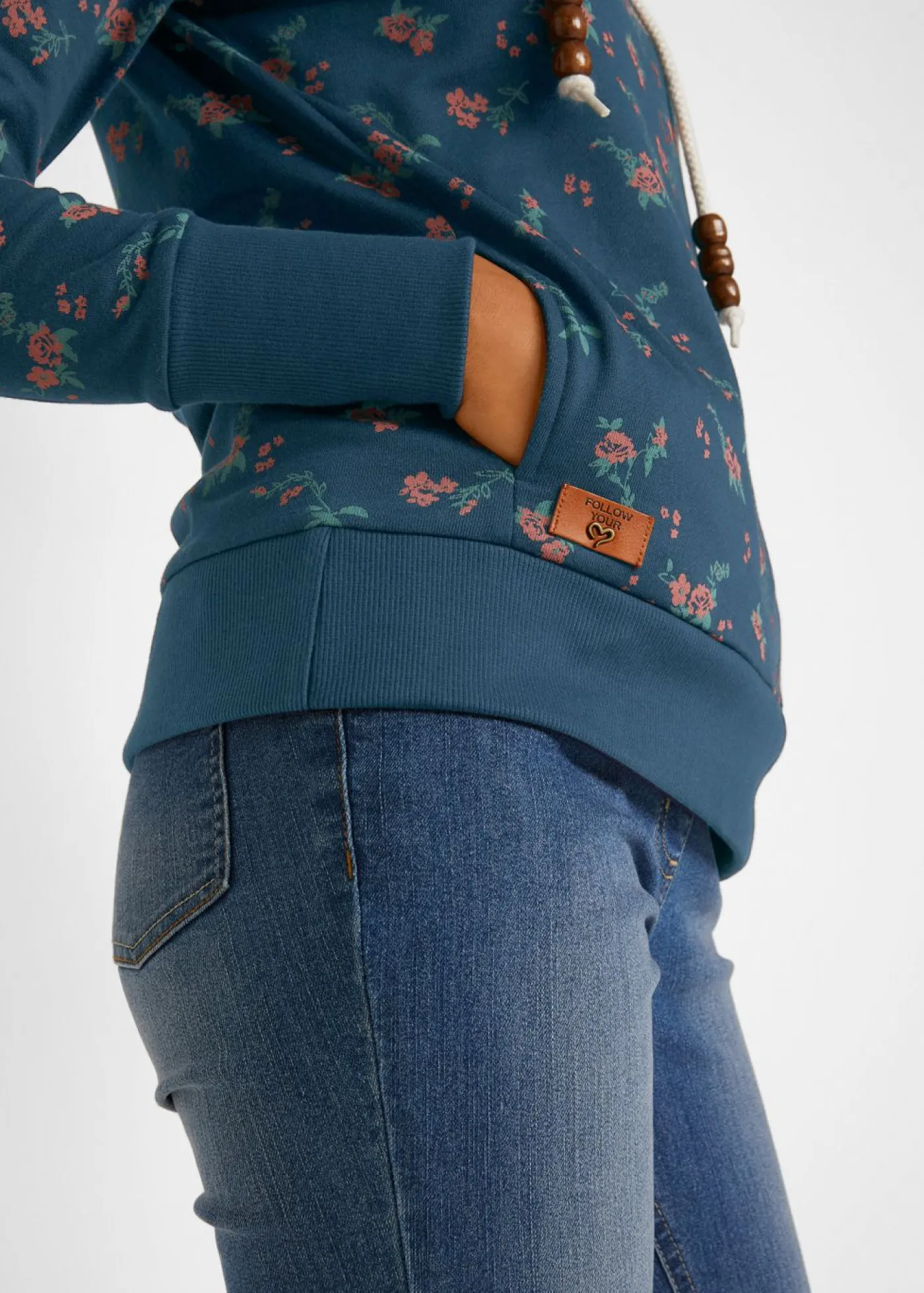 bonprix bonprix Ropa Cómoda>Sudadera de algodón puro con capucha y cordones Azul oscuro