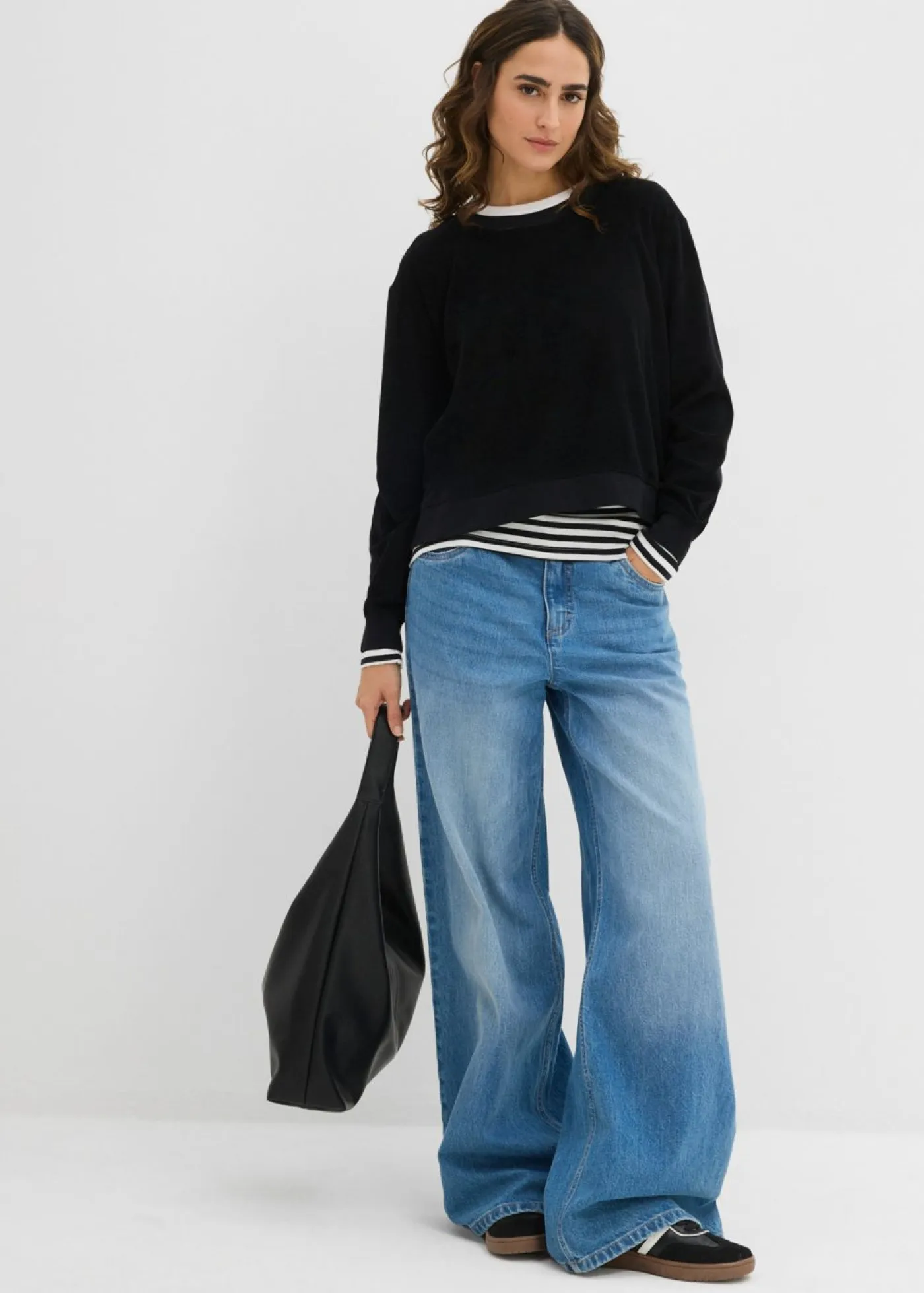 bonprix bonprix Básicos>Sudadera de felpa suave Negro