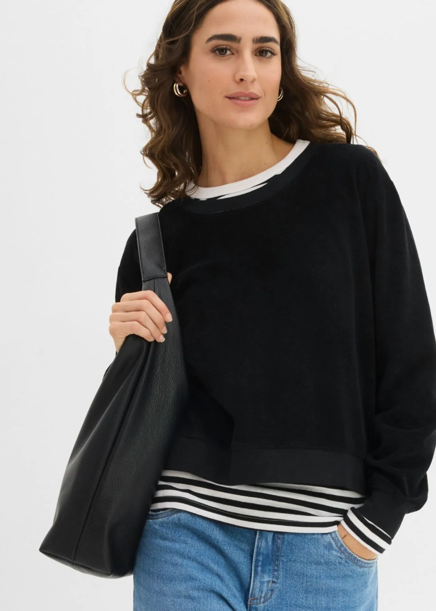 bonprix bonprix Básicos>Sudadera de felpa suave Negro