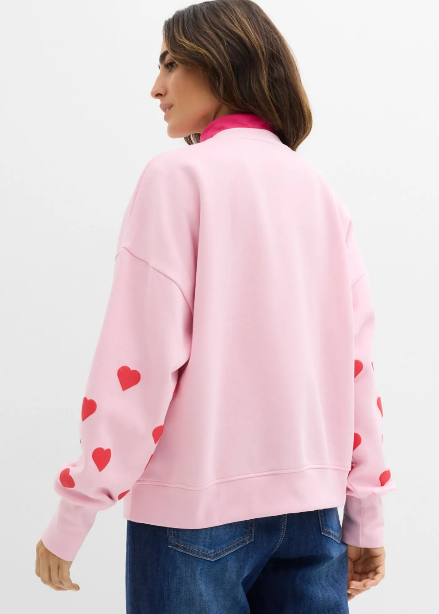 bonprix bonprix Ropa Cómoda>Sudadera de mezcla de algodón rosa cristal-fresa