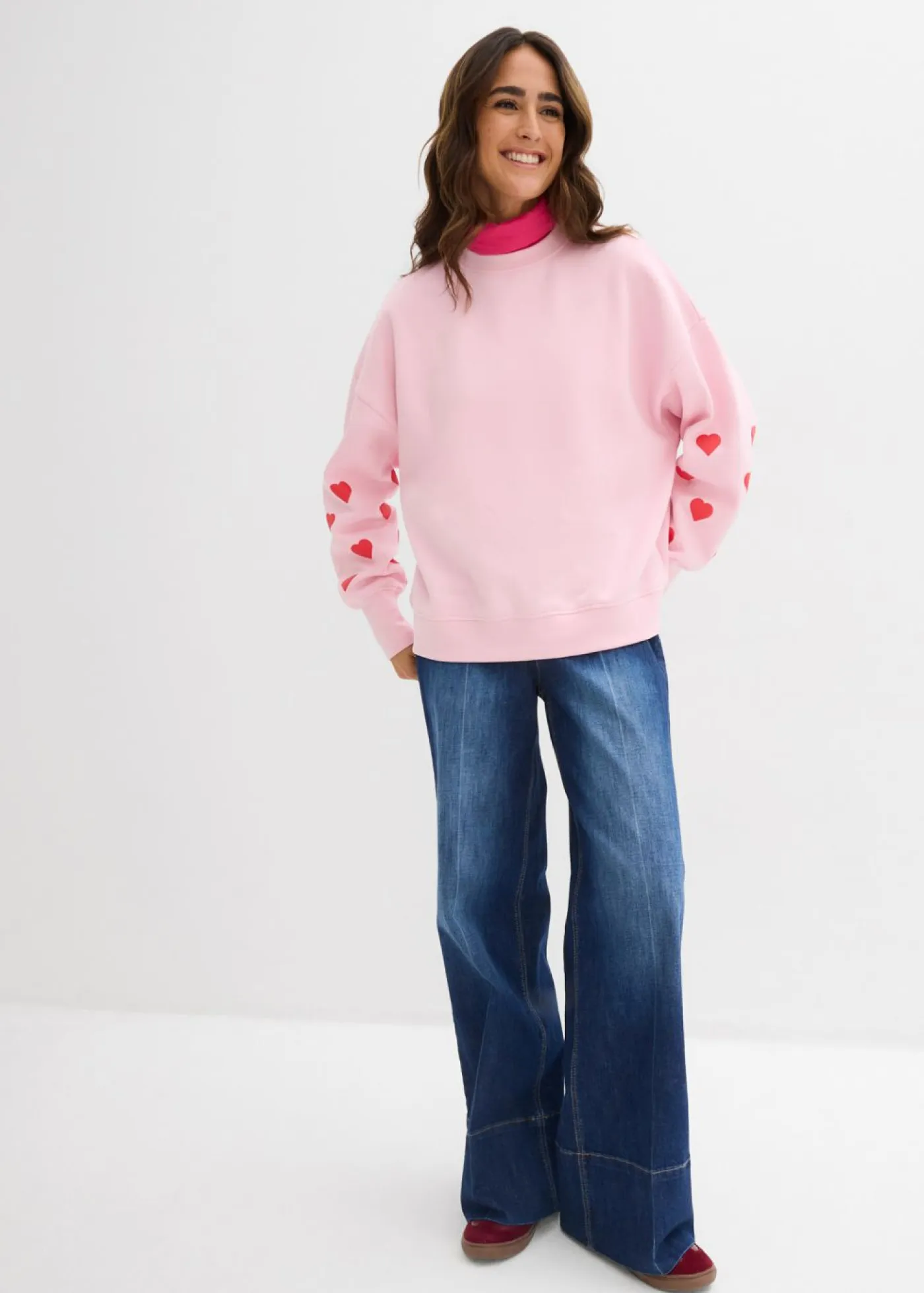 bonprix bonprix Ropa Cómoda>Sudadera de mezcla de algodón rosa cristal-fresa