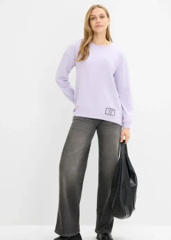 Mujer bonprix bonprix Sudadera de mezcla de algodón con bajo asimétrico