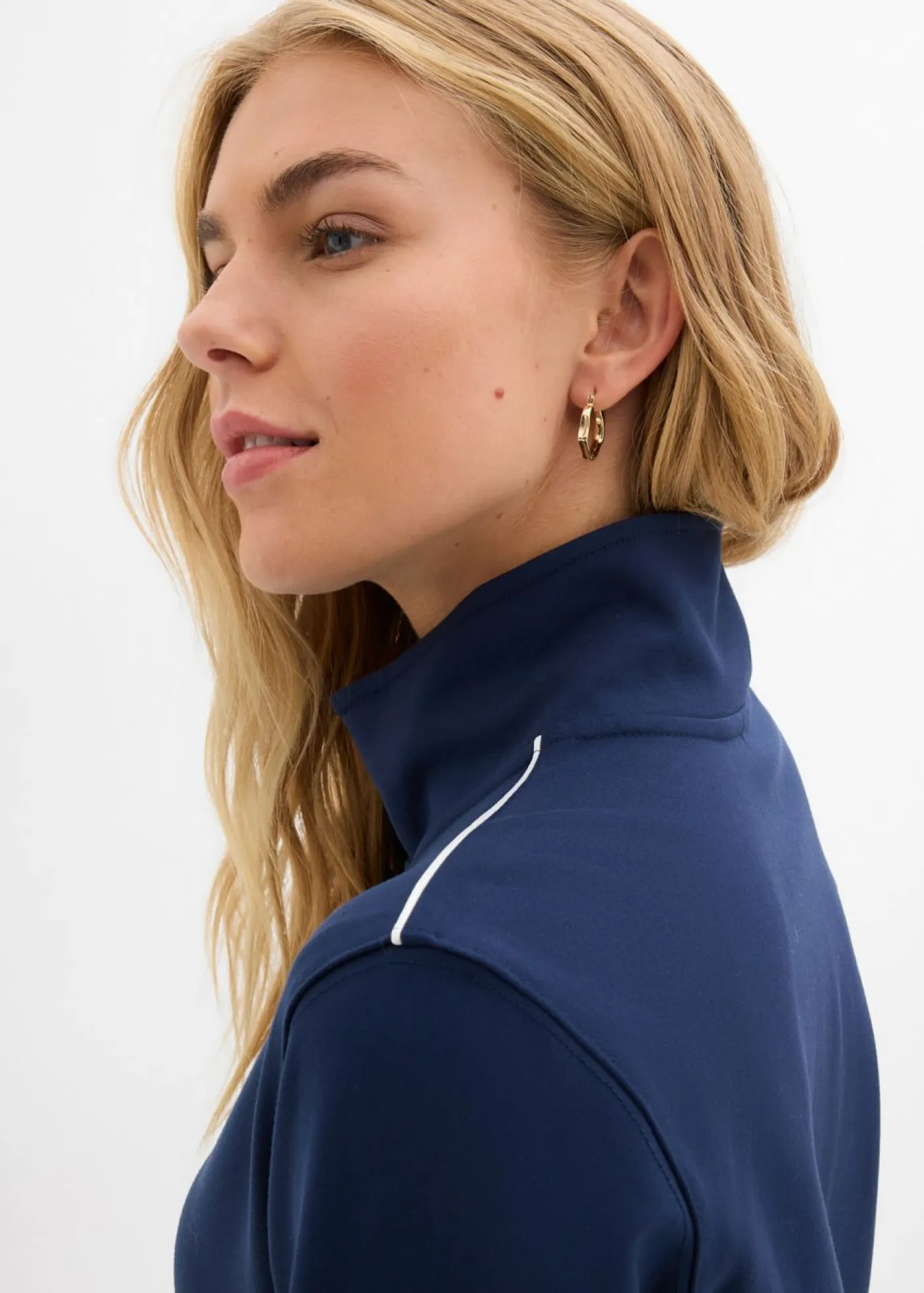 bonprix bonprix Ropa Cómoda>Sudadera de Punto di Roma cómoda Azul marino-blanco