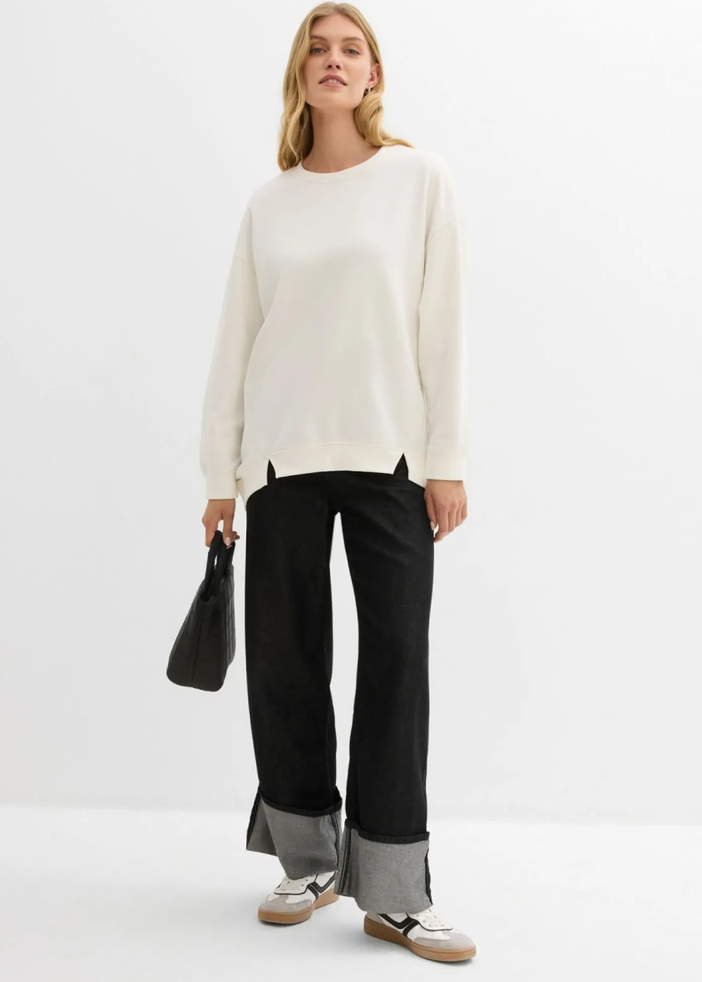 bonprix bonprix Ropa Cómoda>Sudadera holgada Blanco lana