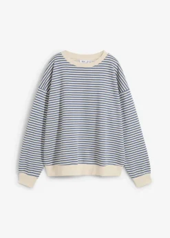 bonprix bonprix Básicos|Ropa Cómoda>Sudadera holgada Denim-blanco lana de rayas