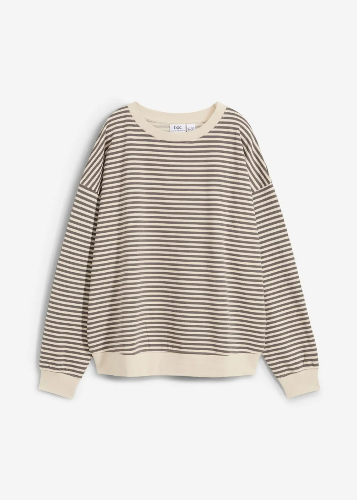 bonprix bonprix Básicos|Ropa Cómoda>Sudadera holgada gris ahumado-blanco lana con rayas