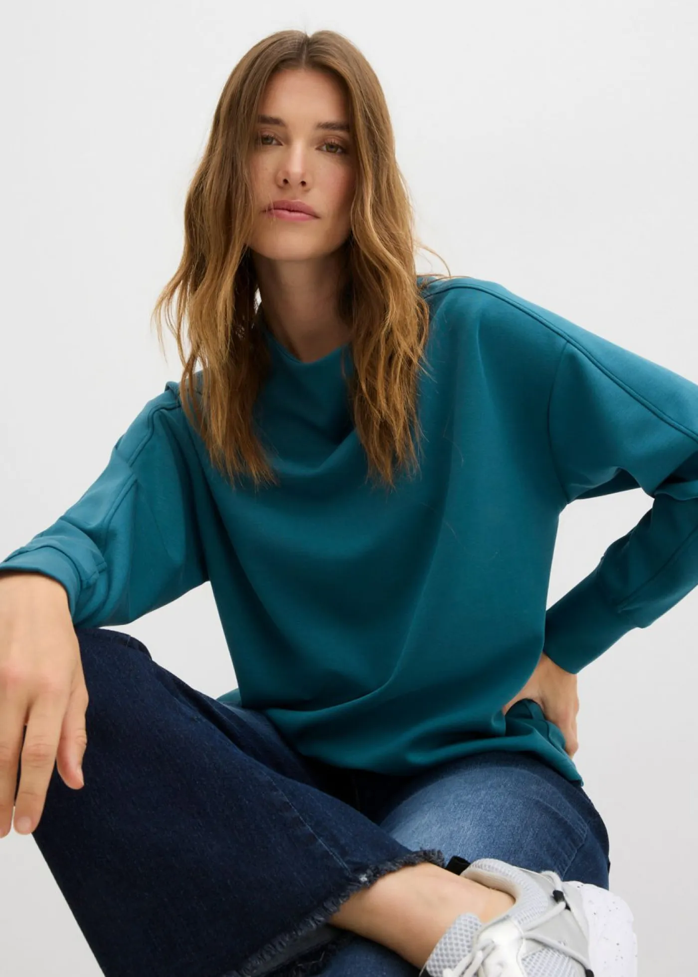 bonprix bonprix Básicos|Ropa Cómoda>Sudadera holgada de neopreno suave verde pimiento