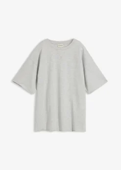 bonprix bonprix Ropa Cómoda>Sudadera larga de algodón puro Gris claro jaspeado