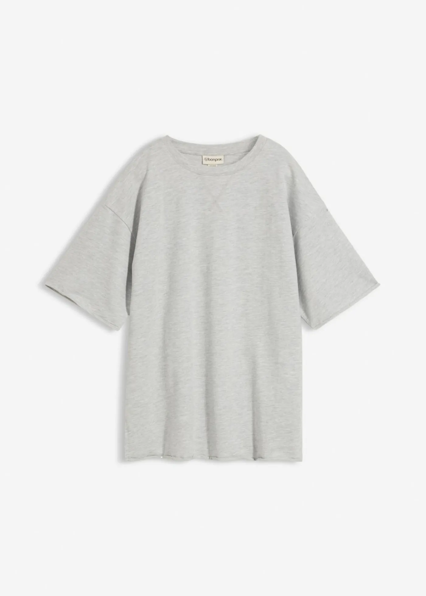 bonprix bonprix Ropa Cómoda>Sudadera larga de algodón puro Gris claro jaspeado