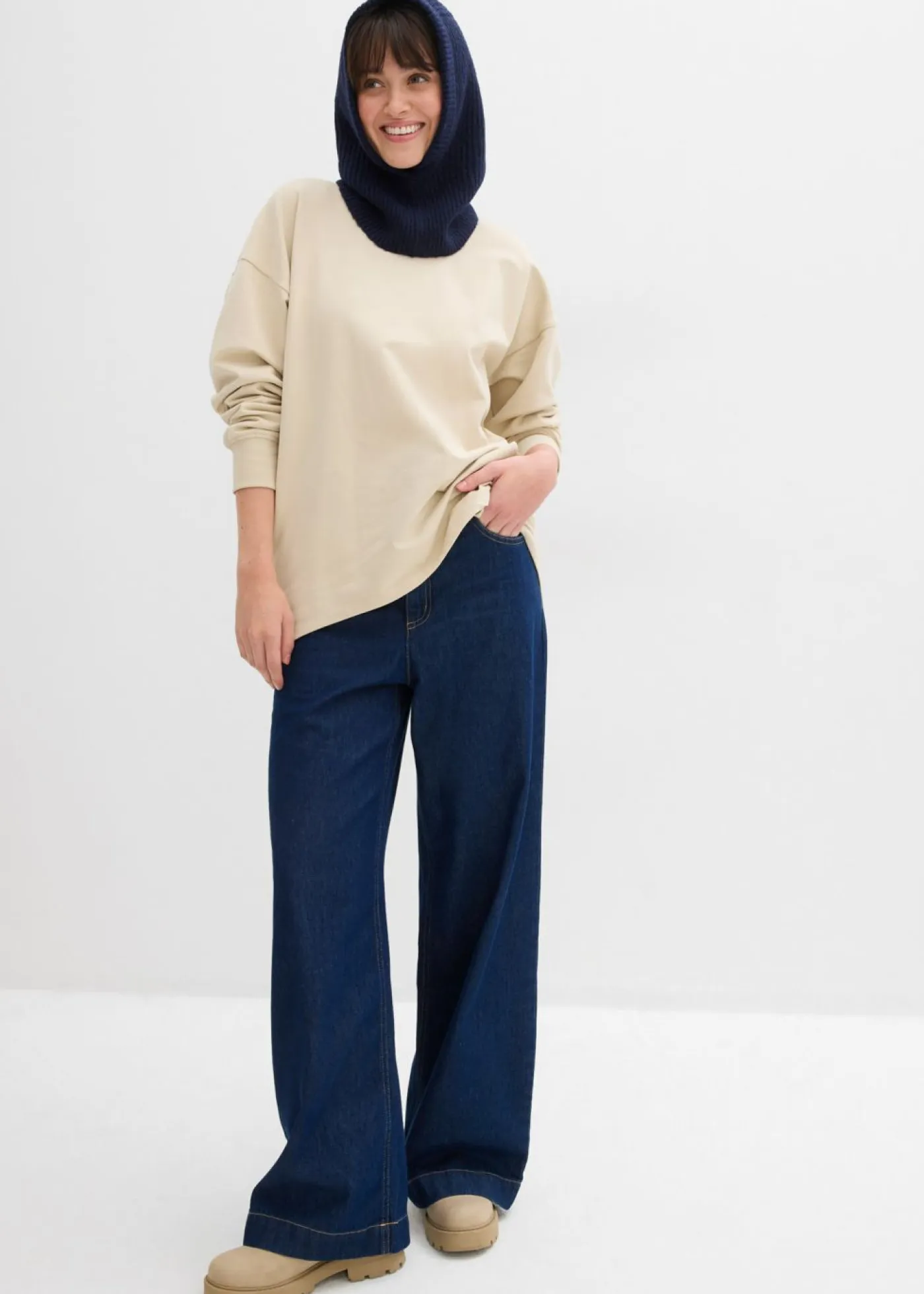 bonprix bonprix Ropa Cómoda>Sudadera oversize Arena claro