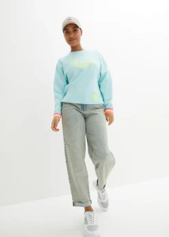 Mujer bonprix bonprix Sudadera oversize con puños multicolores de algodón puro