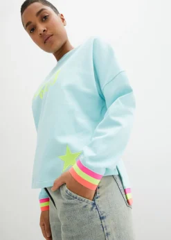 Mujer bonprix bonprix Sudadera oversize con puños multicolores de algodón puro