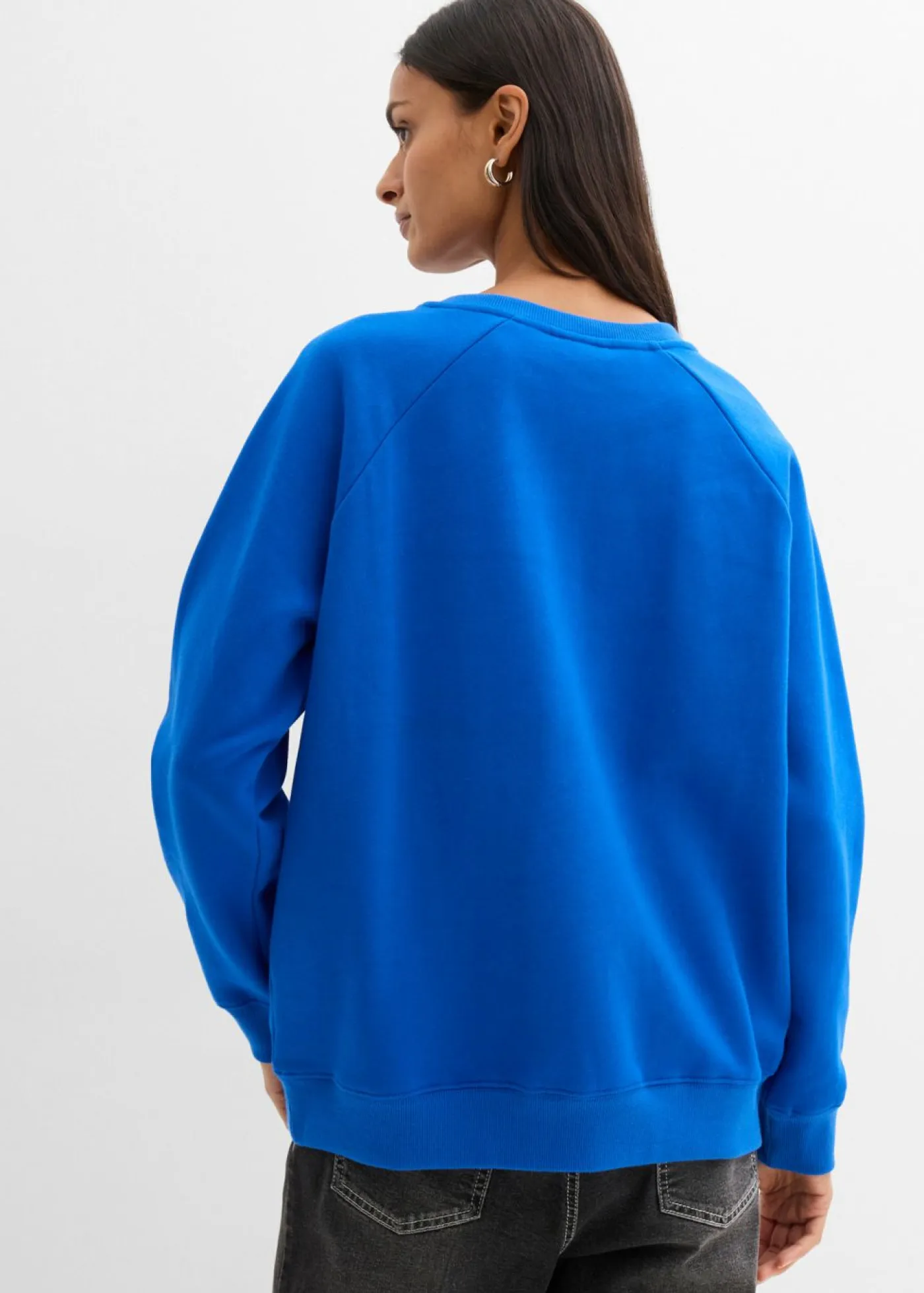 bonprix bonprix Ropa Cómoda>Sudadera oversize de algodón orgánico Azul ártico-blanco