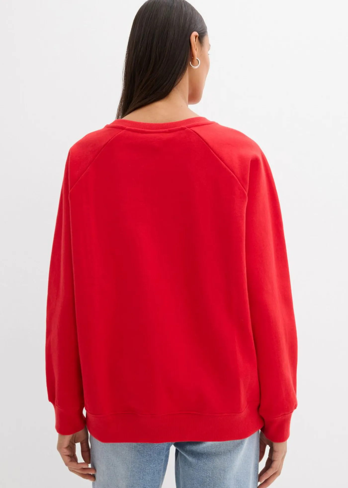 bonprix bonprix Ropa Cómoda>Sudadera oversize de algodón orgánico fresa/blanco