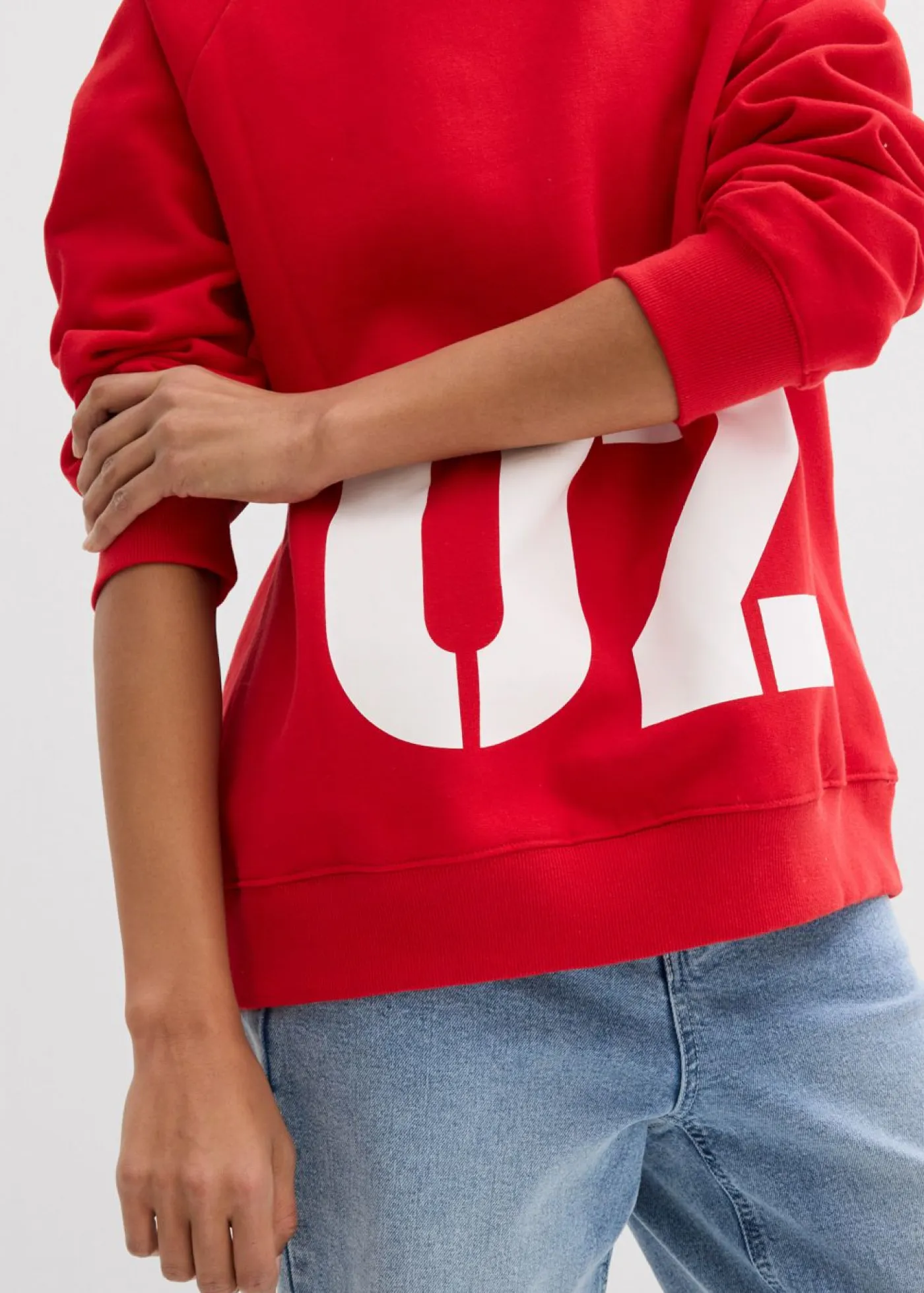 bonprix bonprix Ropa Cómoda>Sudadera oversize de algodón orgánico fresa/blanco