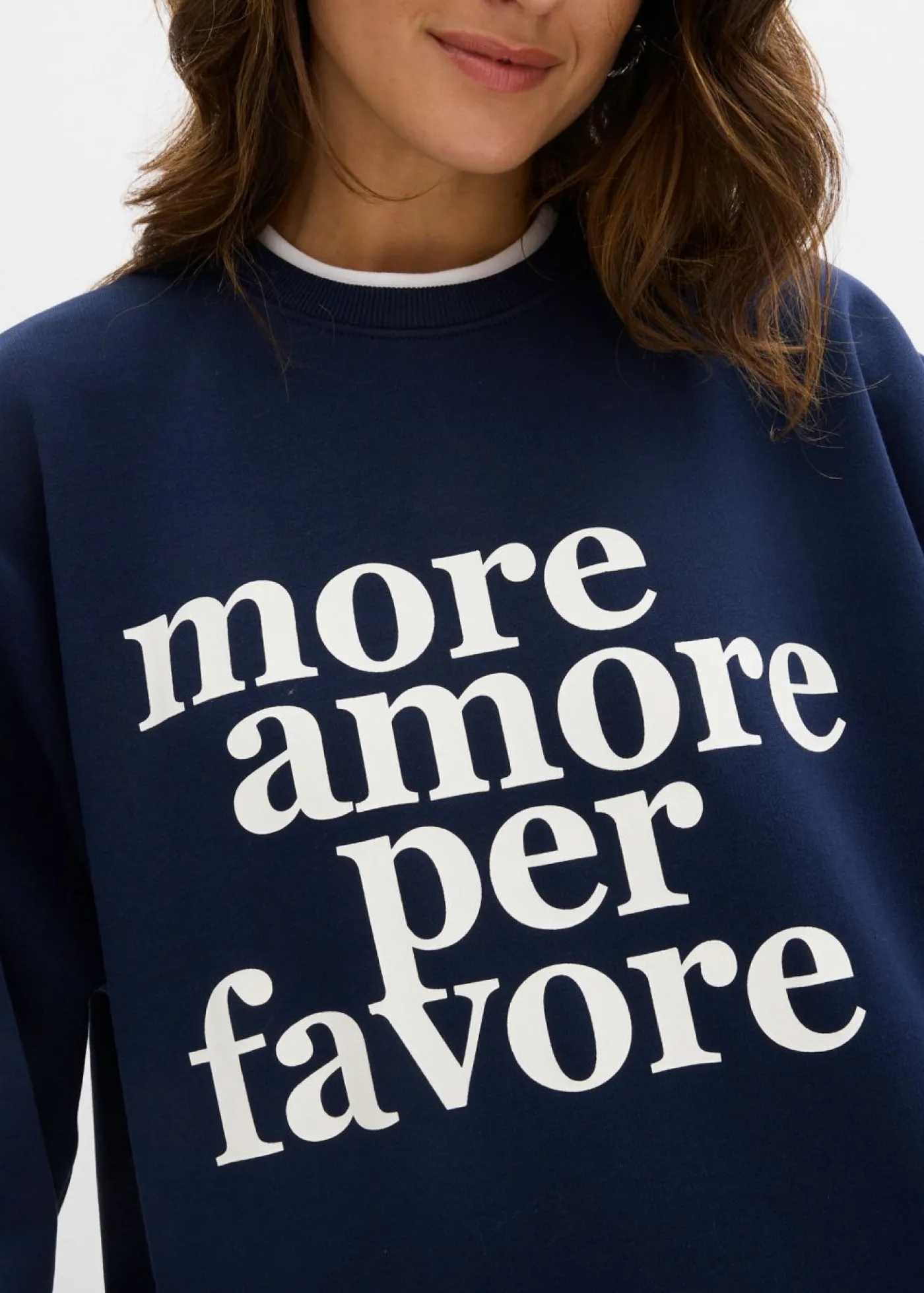 bonprix bonprix Ropa Cómoda>Sudadera oversize de mezcla de algodón Azul marino-blanco