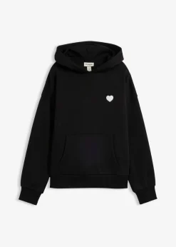 bonprix bonprix Ropa Cómoda|Novedades>Sudadera oversize de mezcla de algodón suave con capucha Negro estampado