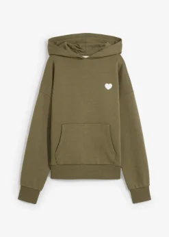 bonprix bonprix Ropa Cómoda|Novedades>Sudadera oversize de mezcla de algodón suave con capucha Verde grisáceo