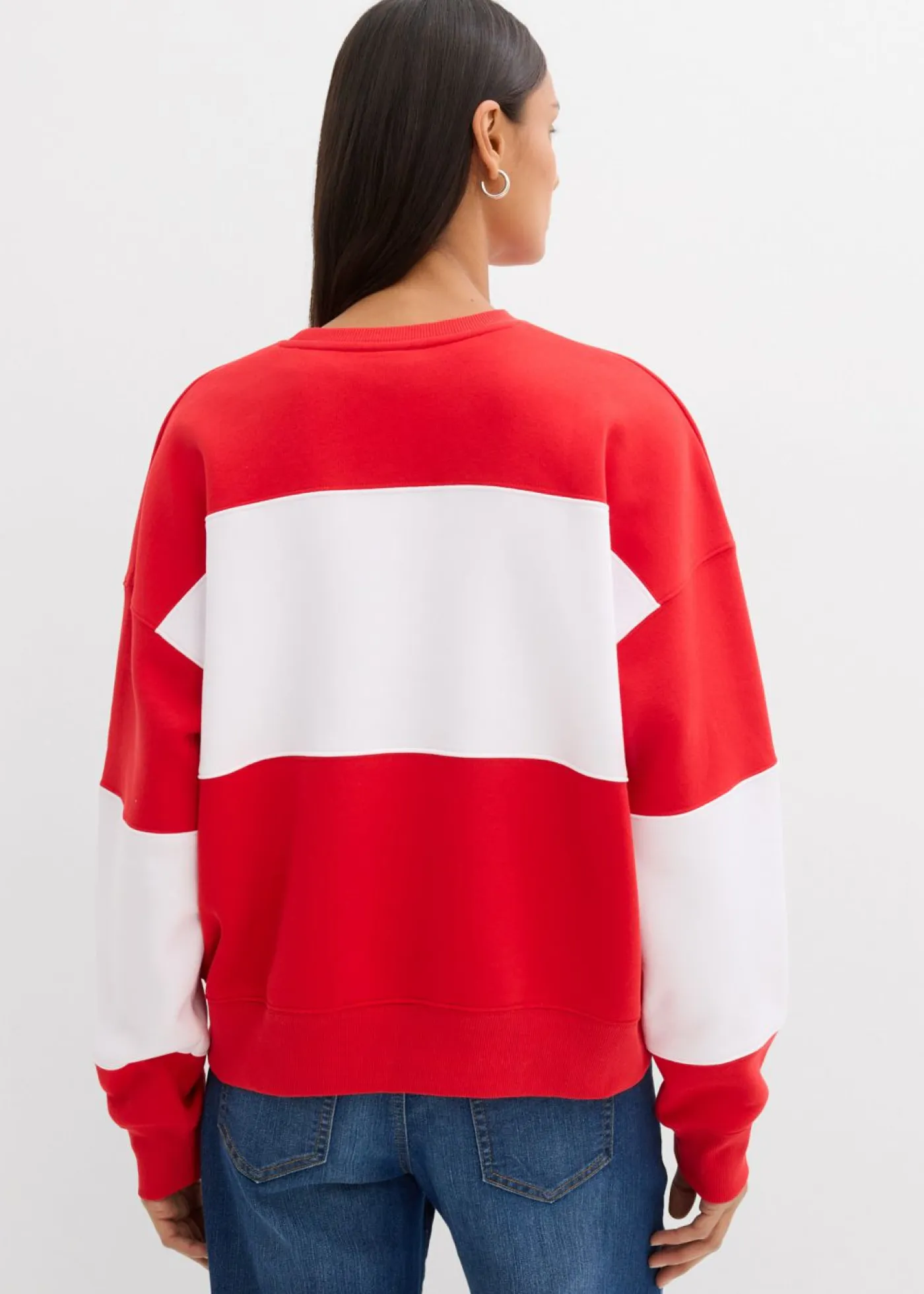 bonprix bonprix Ropa Cómoda>Sudadera oversize en suave mezcla de algodón fresa/blanco