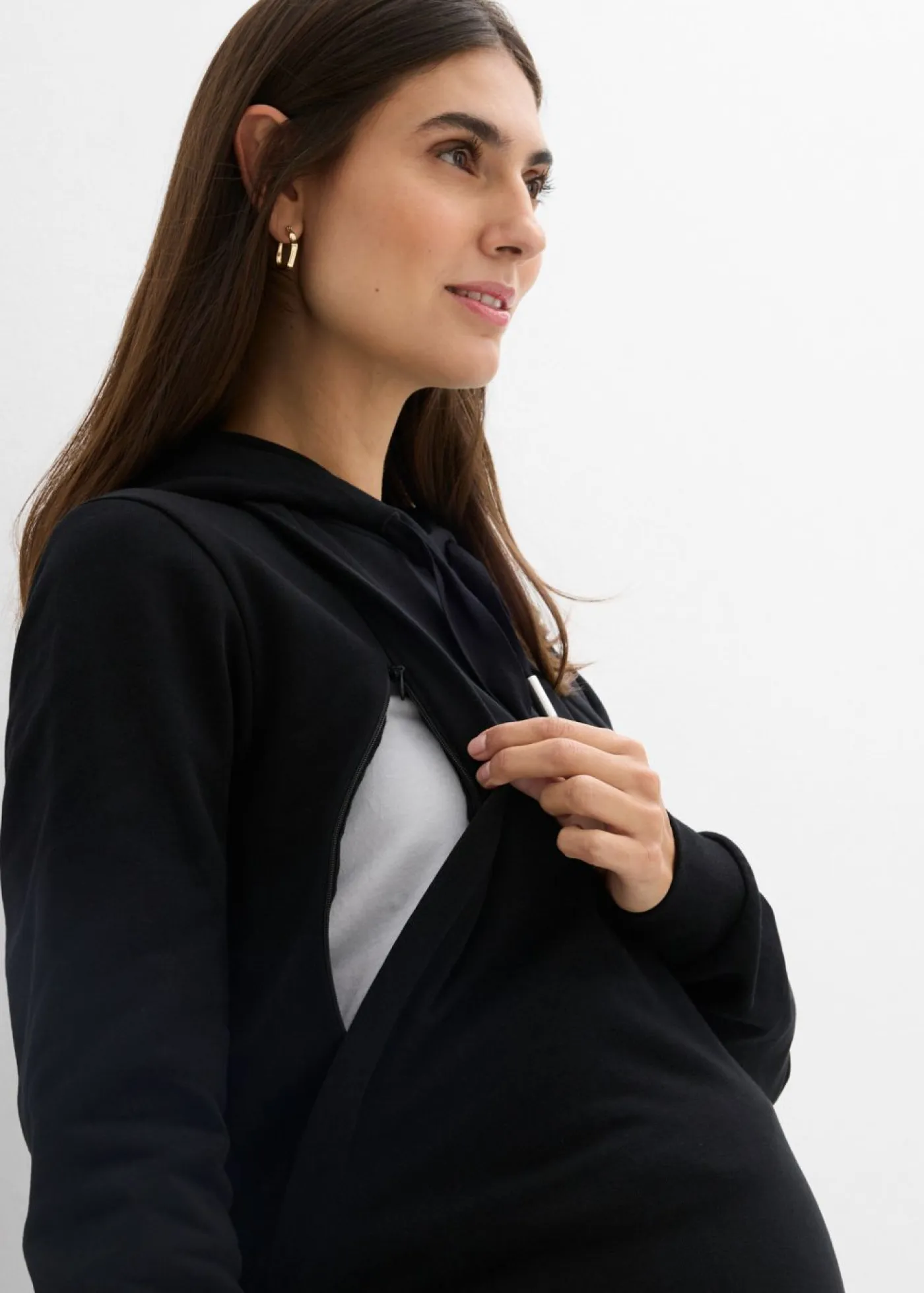 bonprix bonprix Premamá>Sudadera premamá/de lactancia 2 en 1 de algodón orgánico puro Negro