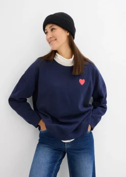 bonprix bonprix Premamá>Sudadera premamá/de lactancia 2 en 1 de algodón ecológico azul marino/fresa