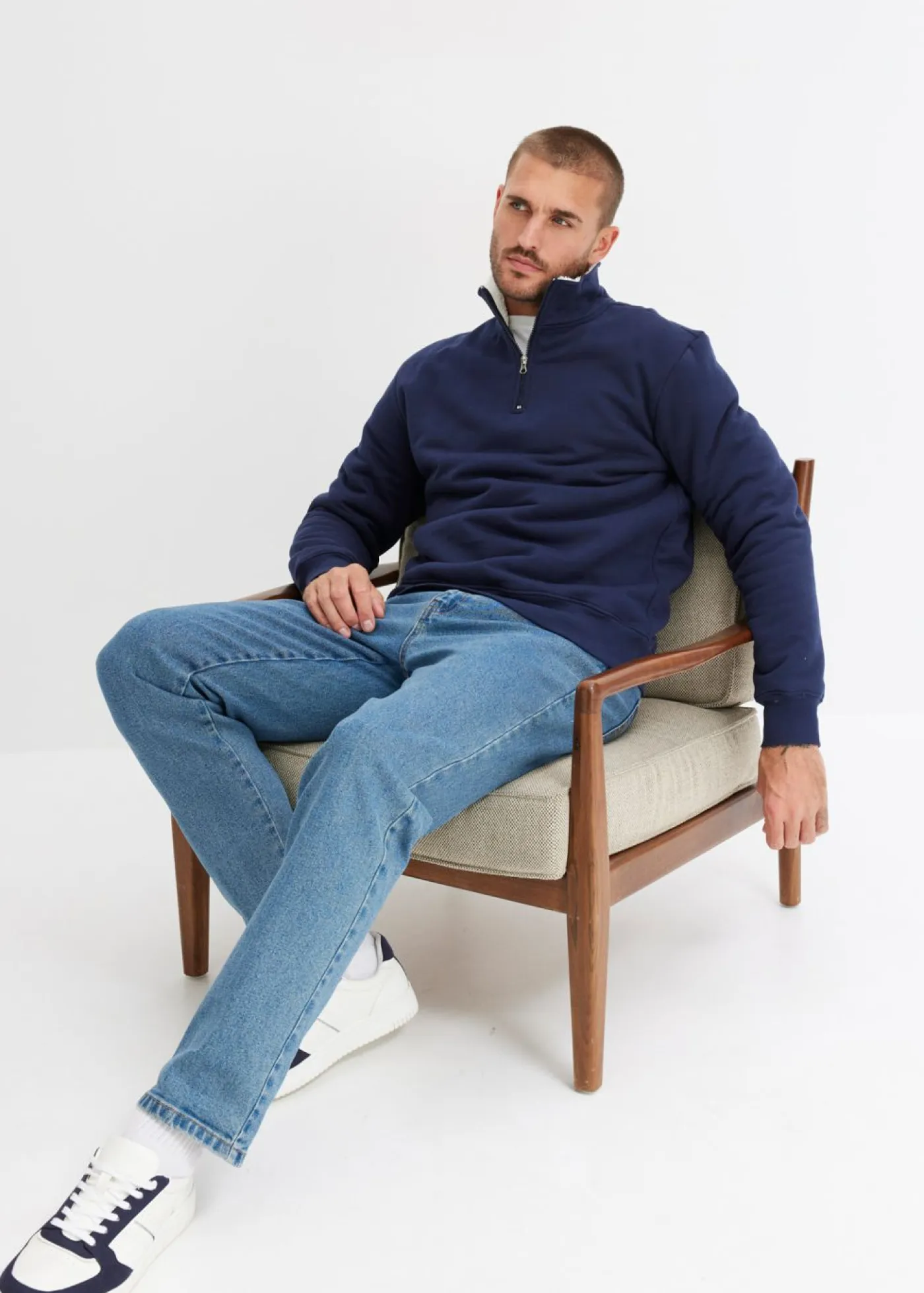 Hombre bonprix bonprix Sudadera térmica con cuello tipo troyer y forro cálido