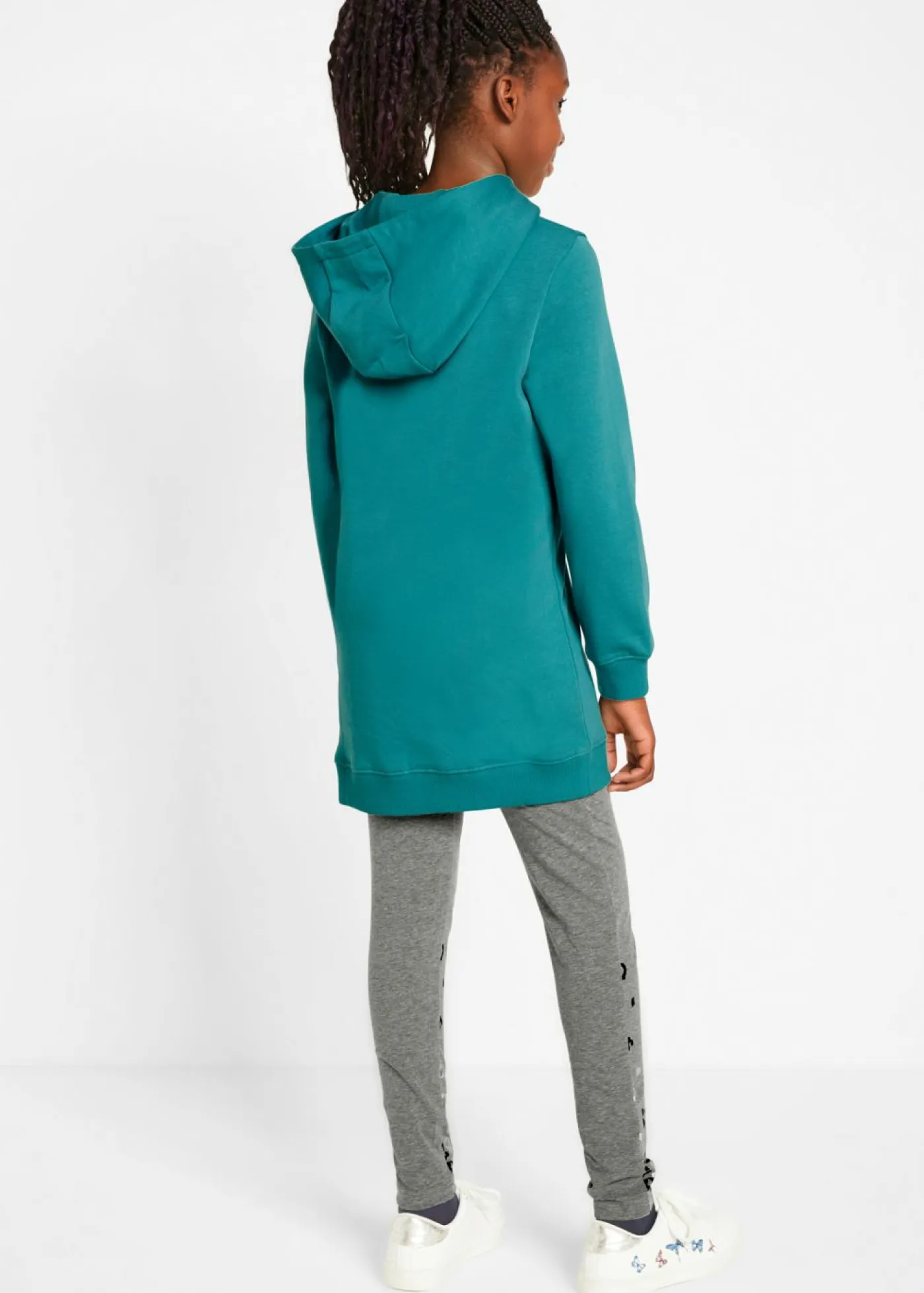 bonprix bonprix Ropa 9 A 16 Años·Pantalones Y Leggings|Ropa 9 A 16 Años·Sudaderas Y Jerséis>Sudadera y leggings de mezcla de algodón orgánico (conjunto de 2 piezas) Turquesa cobalto mate-gris jaspeado