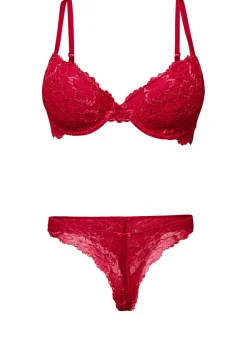 bonprix bonprix Sujetadores|Sujetadores De Copa E A H>Sujetador + tanga de encaje delicado (2 piezas) Rojo