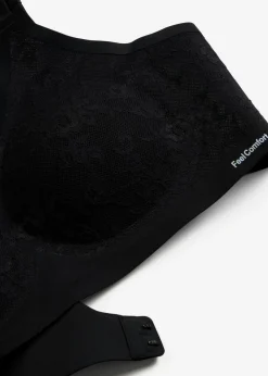 bonprix bonprix Sin Costuras|Sujetadores>Sujetador acolchado Feel Comfort sin aros con encaje Negro