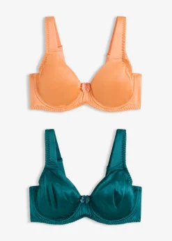 bonprix bonprix Sujetadores De Copa E A H|Temática·Lencería De Primavera>Sujetador básico con aros y efecto brillante (2 unidades) Verde pimiento + papaya suave