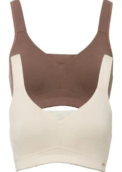 bonprix bonprix Sujetadores De Copa E A H|Sujetadores>Sujetador básico de algodón sin aros (2 unidades) Beige arena + marrón