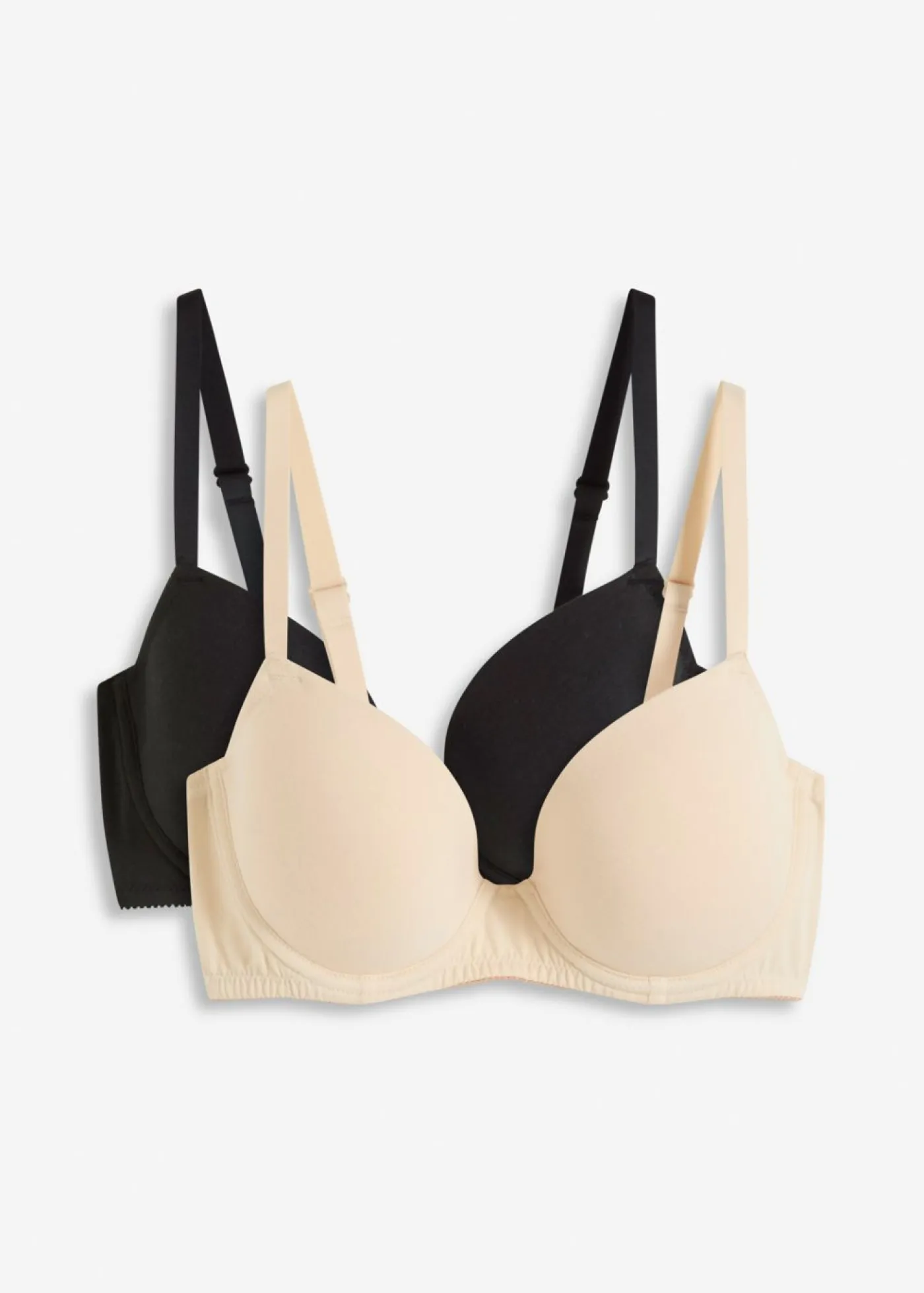 bonprix bonprix Básicos|Sujetadores>Sujetador con aros y algodón orgánico (2 unidades) Beige arena-negro