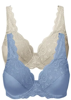 Mujer bonprix bonprix Sujetador con aros y encaje delicado (2 unidades)