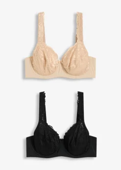Mujer bonprix bonprix Sujetador con aros y encaje delicado (2 unidades)