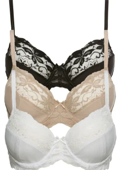 Mujer bonprix bonprix Sujetador con aros y encaje delicado (3 unidades)