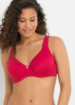 bonprix bonprix Ropa Interior De Algodón|Básicos>Sujetador con aros y suave algodón orgánico (3 unidades) Rojo sangría + azul marino profundo + crudo