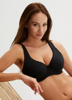 bonprix bonprix Básicos|Sujetadores>Sujetador con aros y suave algodón orgánico (3 unidades) Negro + rosa crema + plata mate