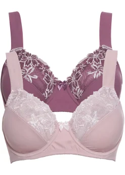 bonprix bonprix Sujetadores|Sujetadores De Copa E A H>Sujetador con aros y tirantes acolchados (2 unidades) Baya mate/rosa mate + rosa mate