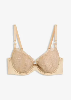 bonprix bonprix Sujetadores De Copa E A H|Sujetadores>Sujetador con bordado delicado y accesorio de cadena desmontable Beige pardo