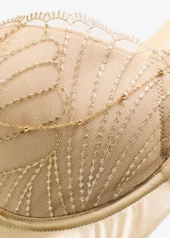 bonprix bonprix Sujetadores De Copa E A H|Sujetadores>Sujetador con bordado delicado y accesorio de cadena desmontable Beige pardo