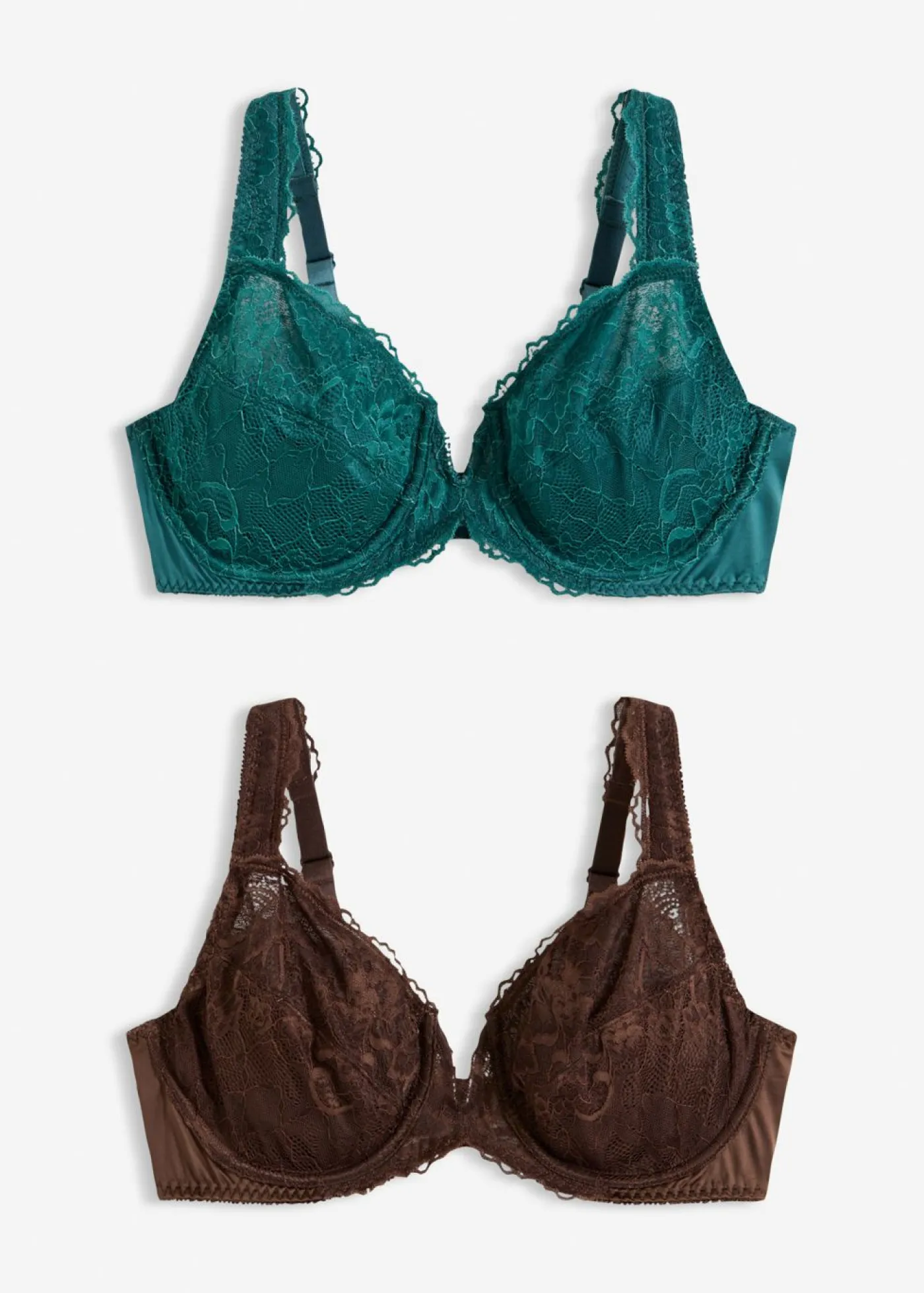 bonprix bonprix Sujetadores De Copa E A H|Sujetadores>Sujetador con efecto brillante (2 unidades) verde pimiento +marrón oscuro