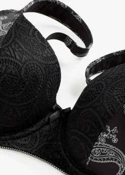 bonprix bonprix Sujetadores De Copa E A H|Lencería>Sujetador con tirantes acolchados Negro con patrón Paisley